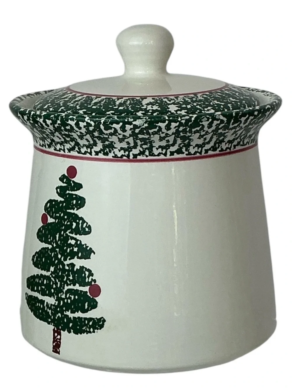 Vintage Christmas Tree Cookie Jar Canister by Bizzirri Made in Italy Green Red